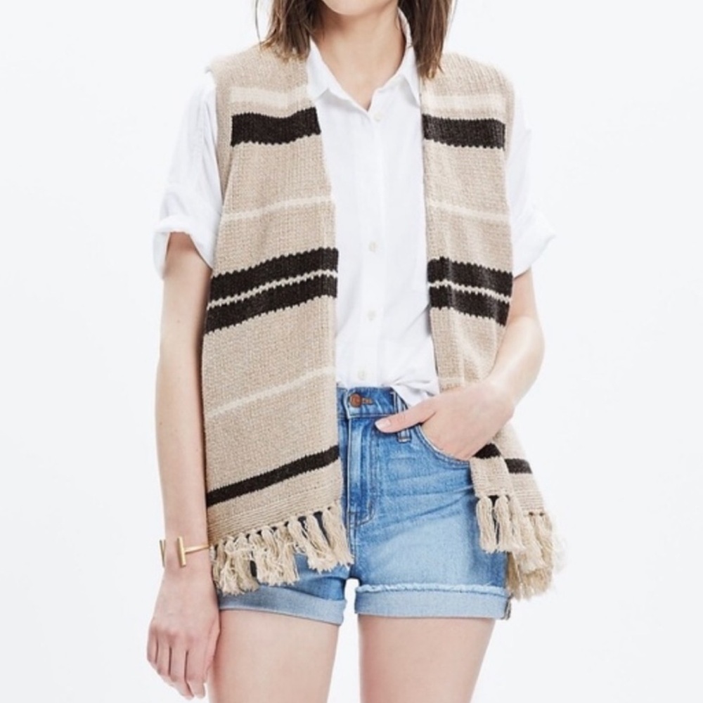 Madewell Coastward fringe sweater vest S/M NWOT